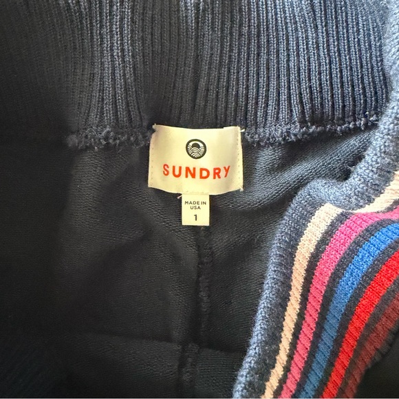 Sundry Navy Leggings with Striped Waistband - Picture 3 of 4